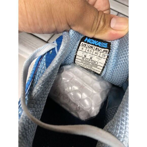 HOKA One One Clifton 3 Blue Synthetic Lace Up Running Shoes Women Sz 8M US/40EU - Picture 11 of 16